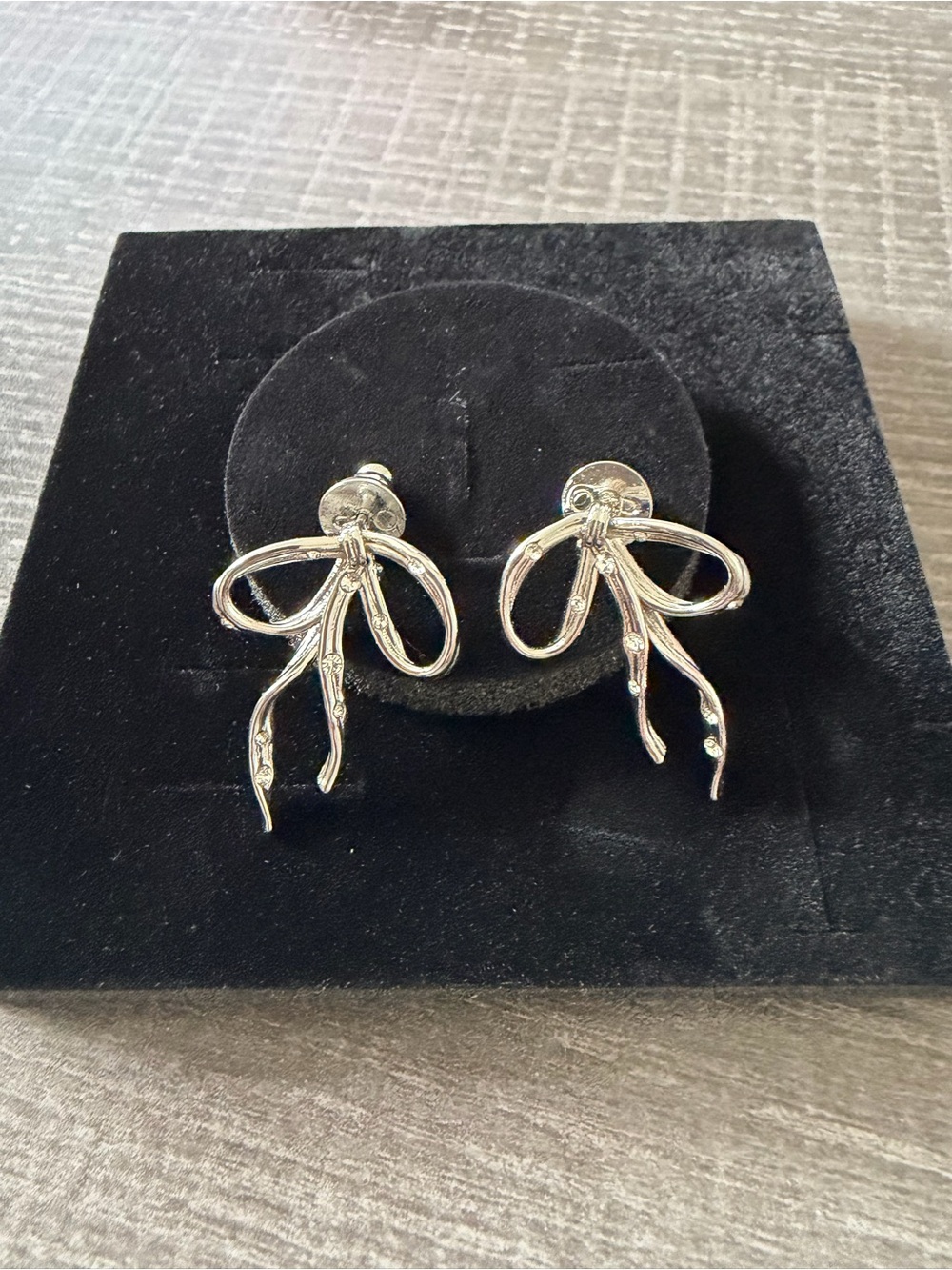 Olive + Piper Silver Crystal Bowknot Drop Earrings